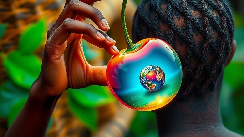 Kikuyu Girl with Coffee Cherry: Ash Painting