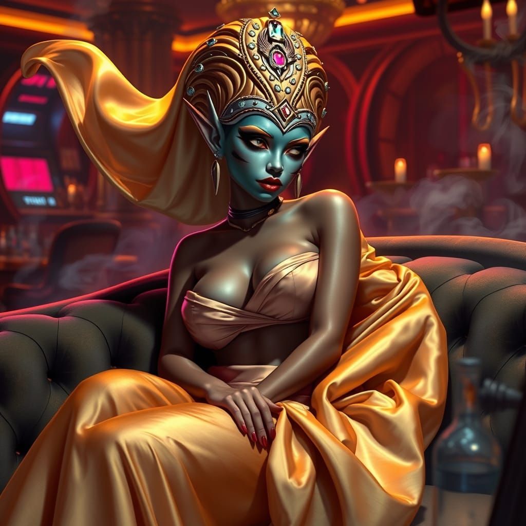Glamorous Twi'lek Siren in Velvet Luxury