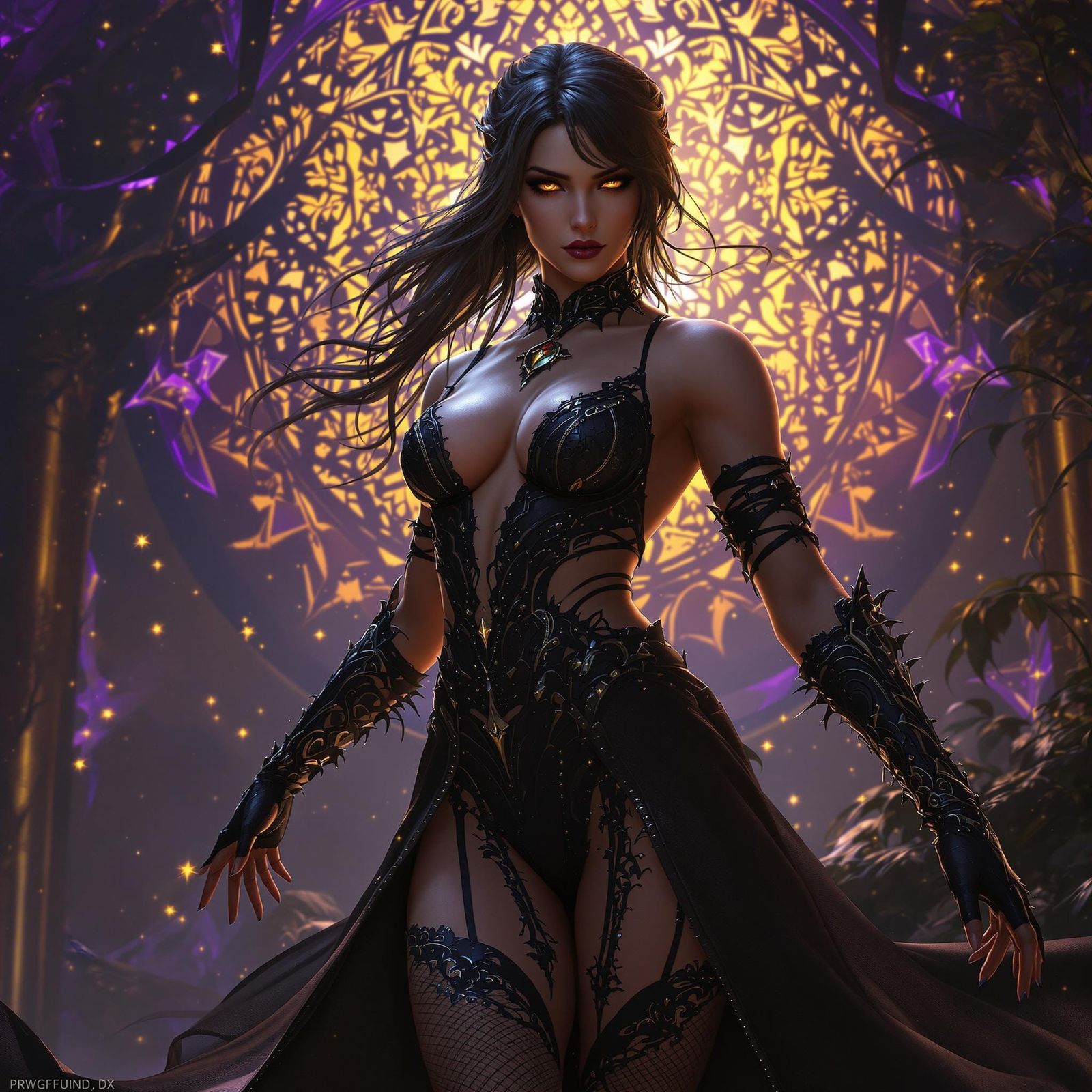 Heroic Maxine Caulfield in Dark Fantasy Art Nouveau Style