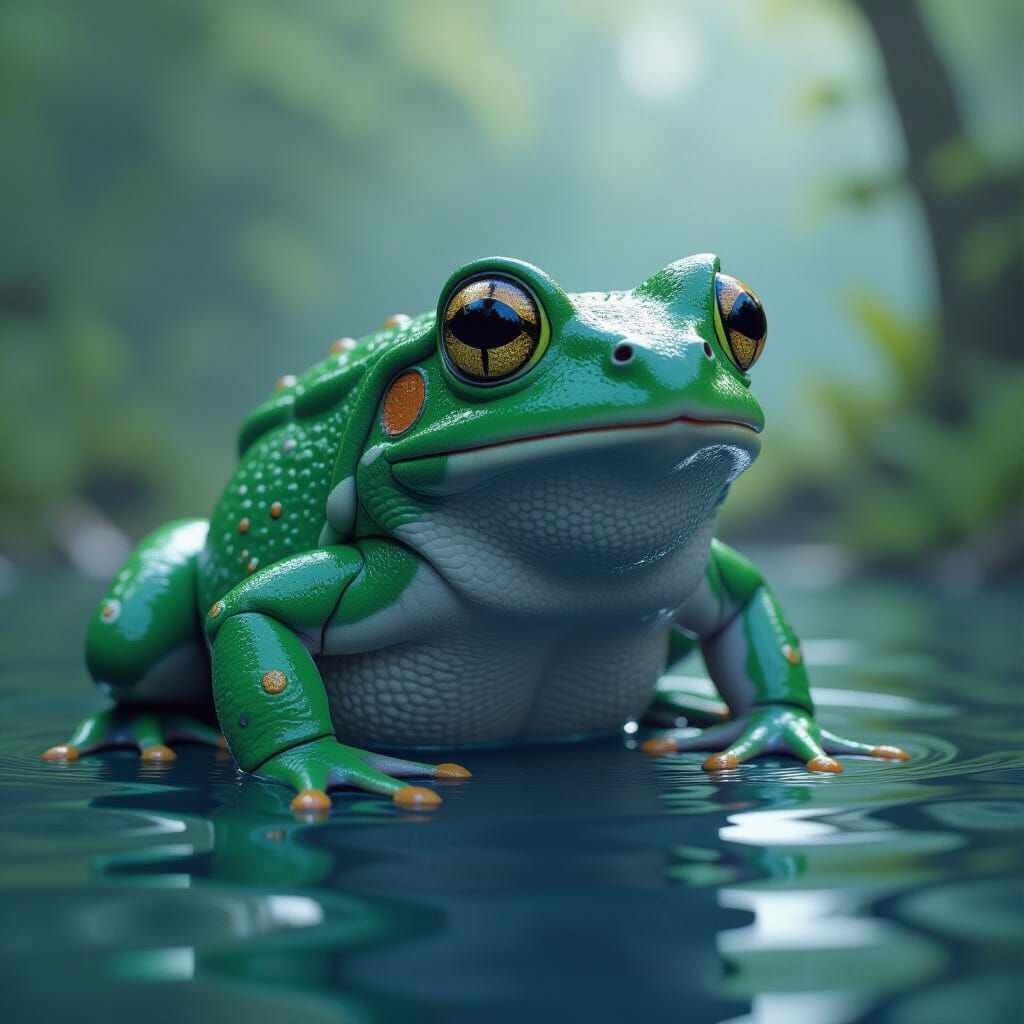 Detailed Frog Matte Painting in Deep Fantasy Colors