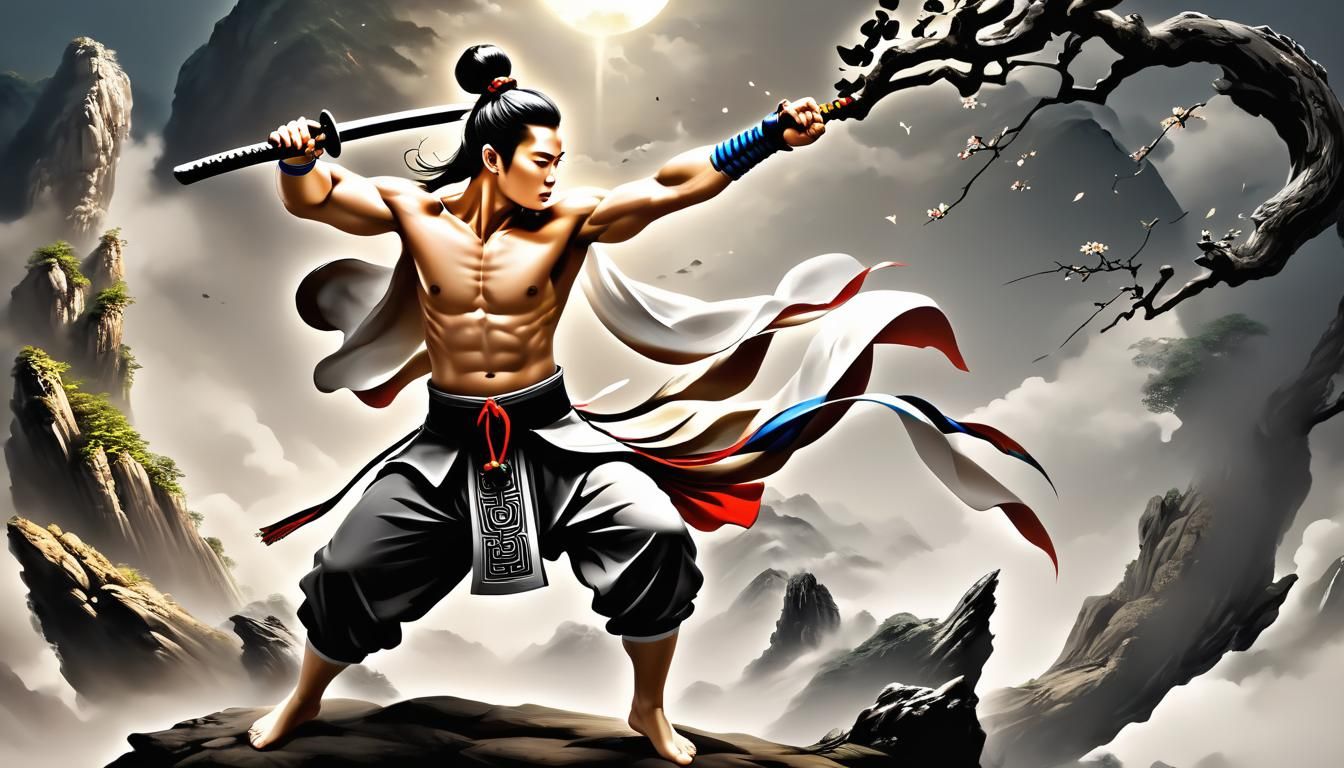 (Beautiful Martial Artist Cultivator From Ancient Chinese Mythology With Mind Spirit And Body Working Together In Perfec...