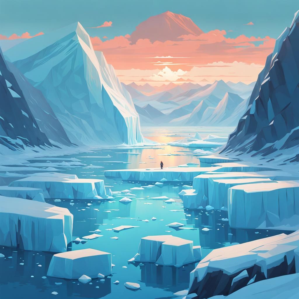 Frozen Sea Landscape in Atey Ghailan Style