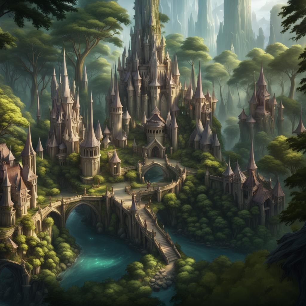 Lush Elven City with Alabaster Spires