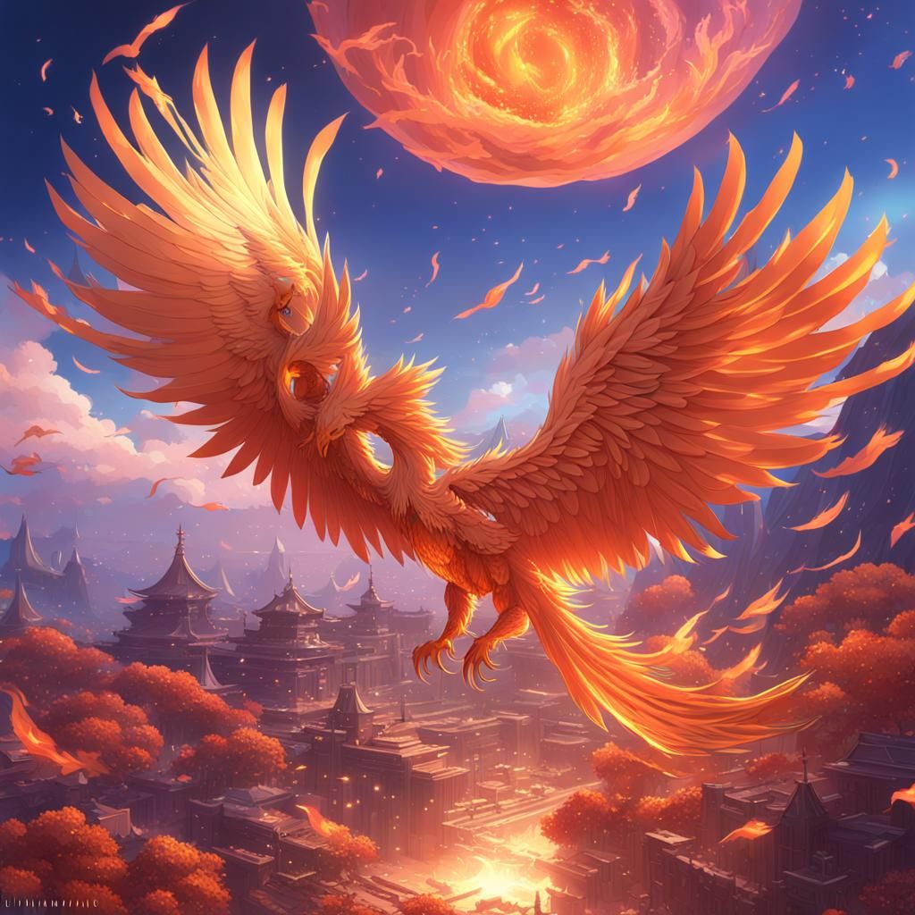 Dreamland Phoenix in Anime Style 3D Art