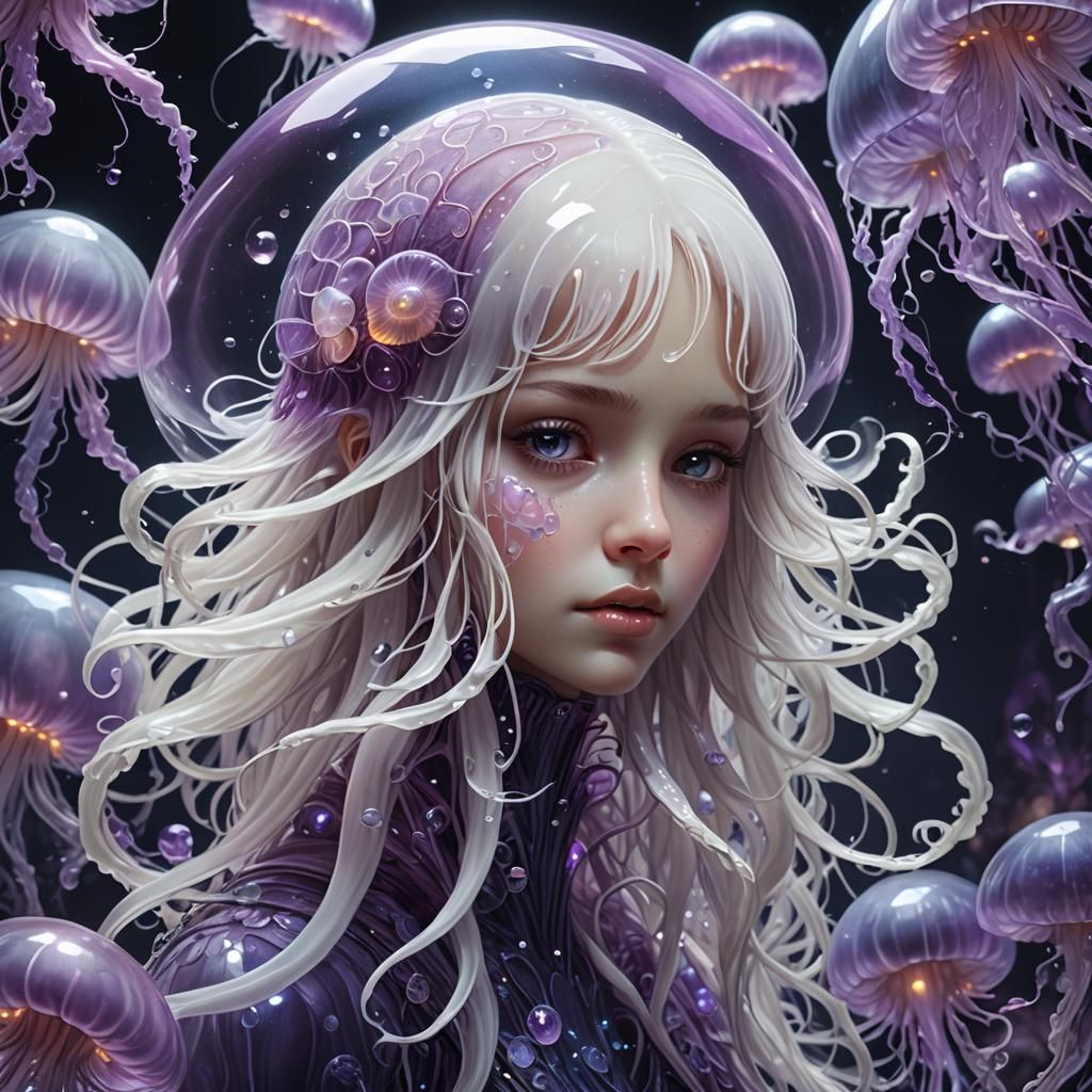 Bioluminescent Jellyfish Creature in a Jelly Bird World