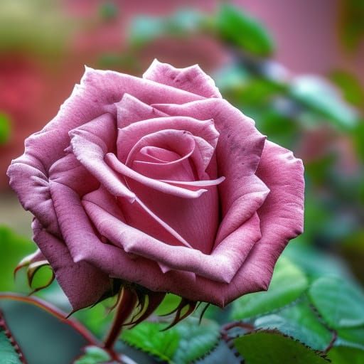 Rose Bush at Sunrise: Hyperrealistic Garden Scene