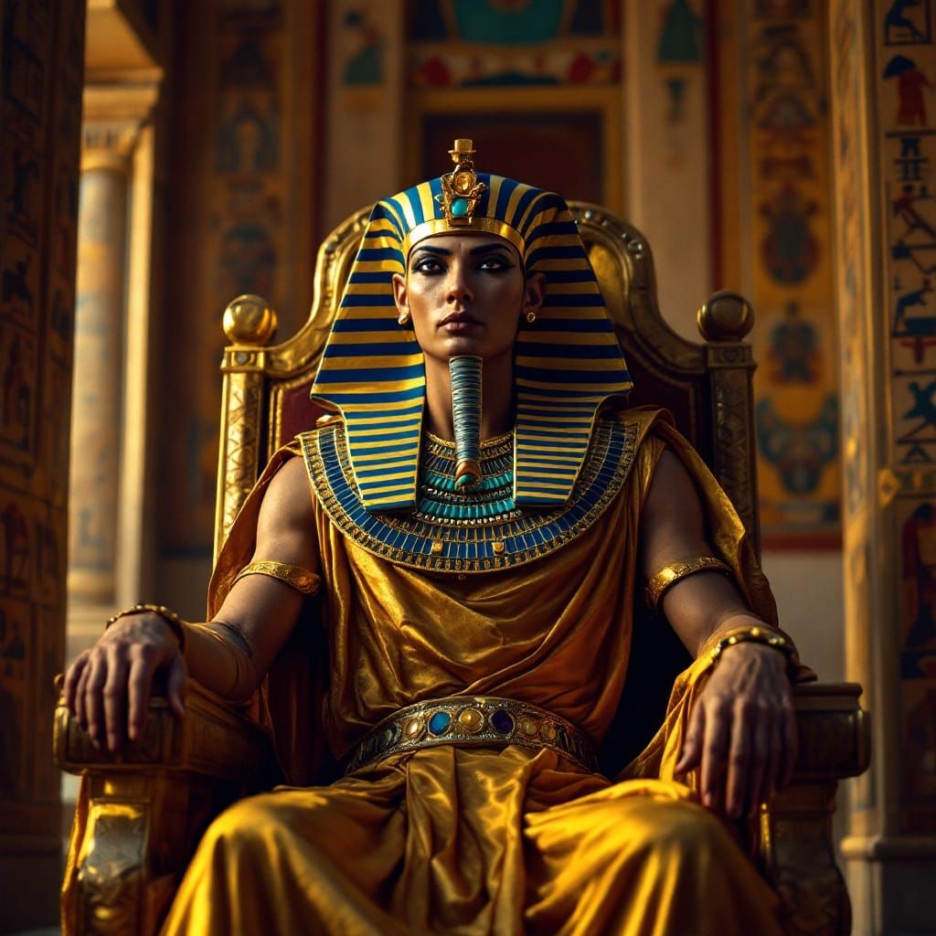 Egyptian Pharaoh on Throne in Cinematic Lighting