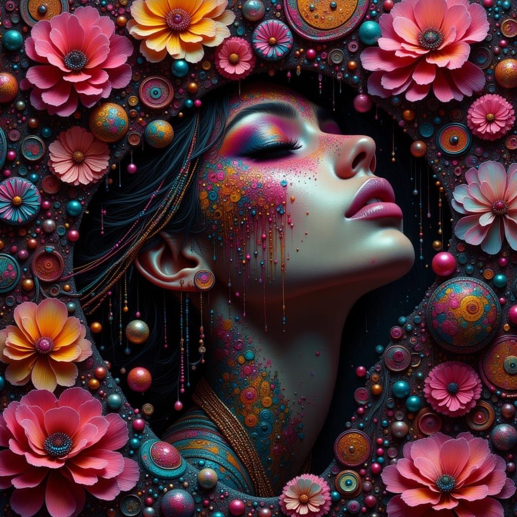 <lora:Fairy Punk:1.0> <lora:-Fluid Art-:1.0> Black-woman, 32k, What I love about your body in the dark, Feeling your ski...