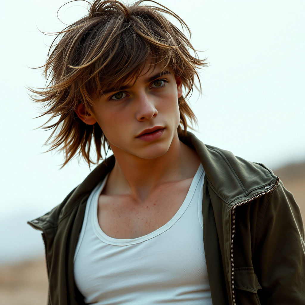 Cinematic Portrait of a Young Man with Gold Eyes