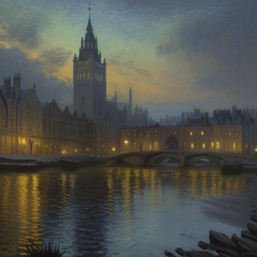 King's Landing: Impressionist Gouache Gothic Architecture