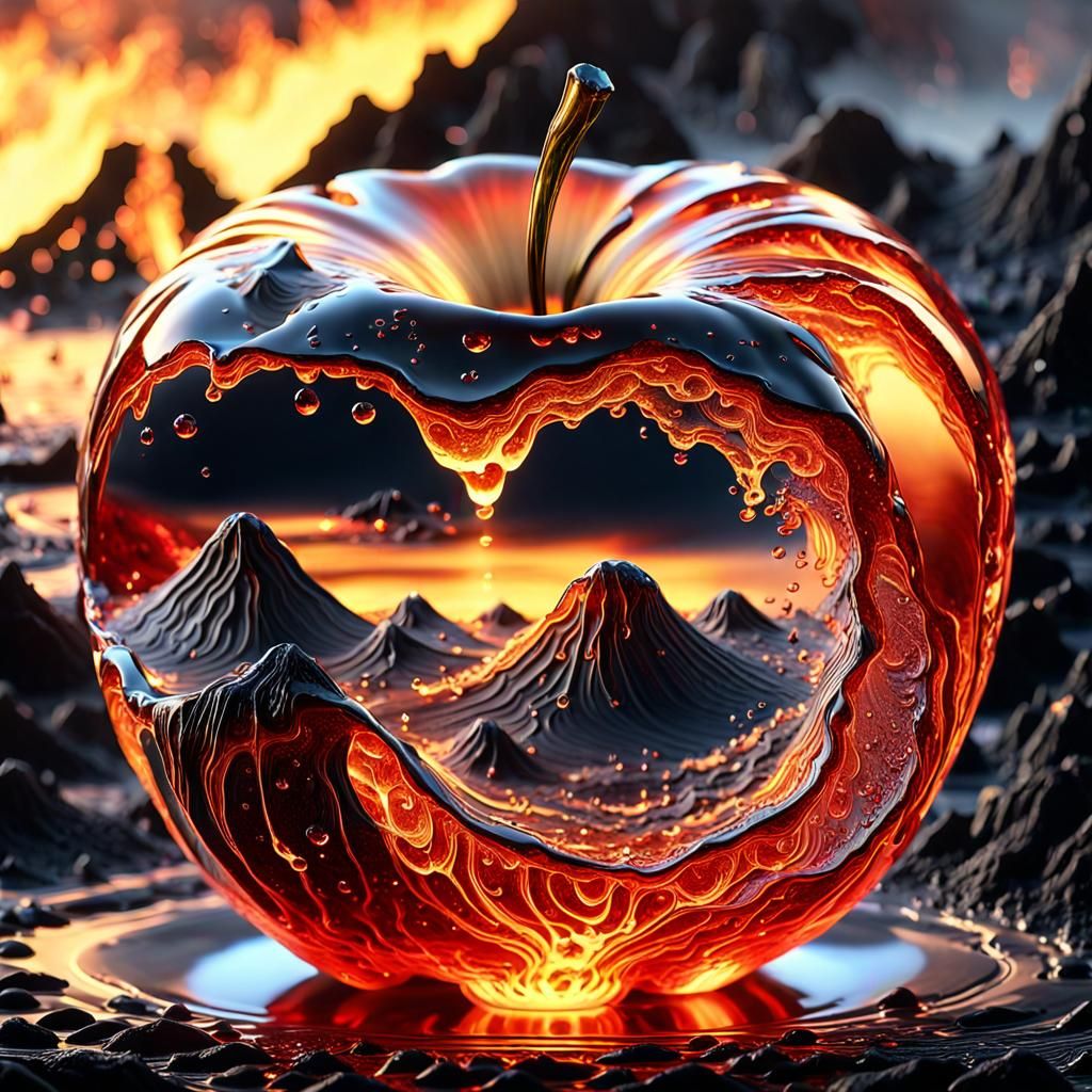 Volumetric Lava Apple with Crepuscular Sky