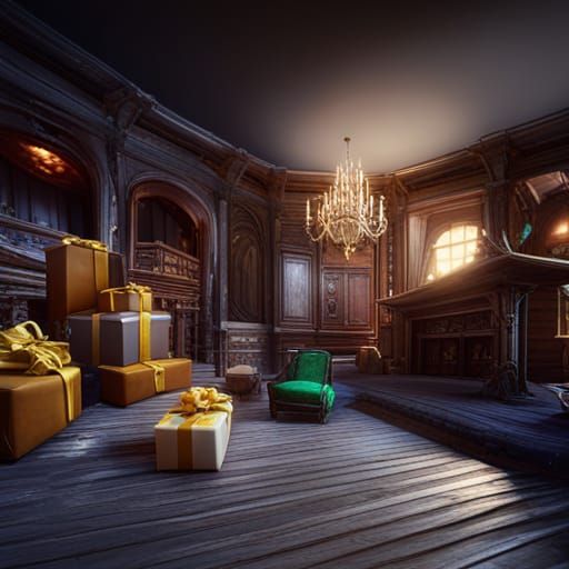 Sad Unwrapped Presents in Detailed Matte Painting