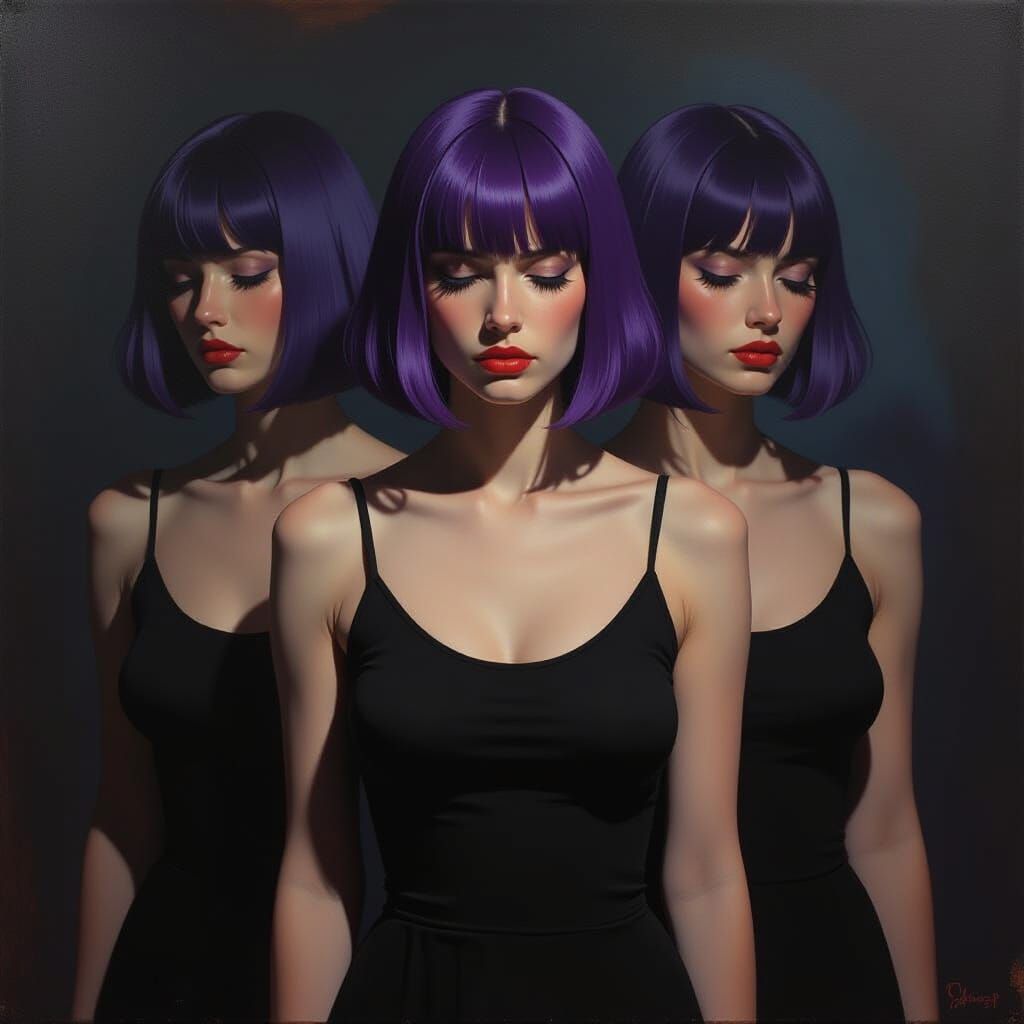 Fragmented Woman's Emotions in Surreal Oil Painting