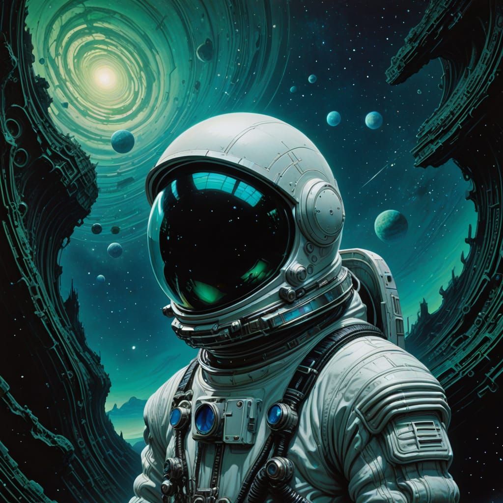 Astronaut in Emerald Nebulae