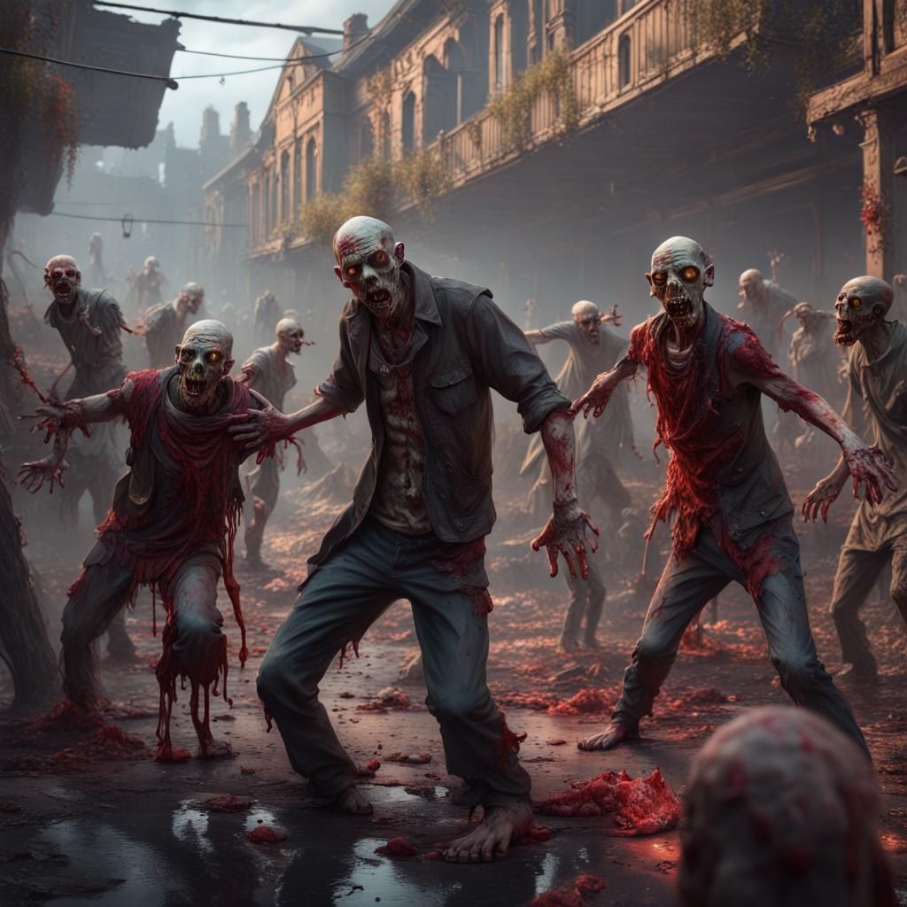 Zombies Painting Each Other as Matte Painting