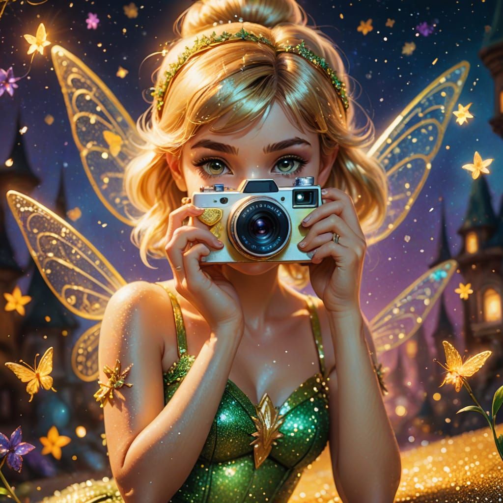 Tinkerbell Takes a Polaroid: Fantasy Oil Painting