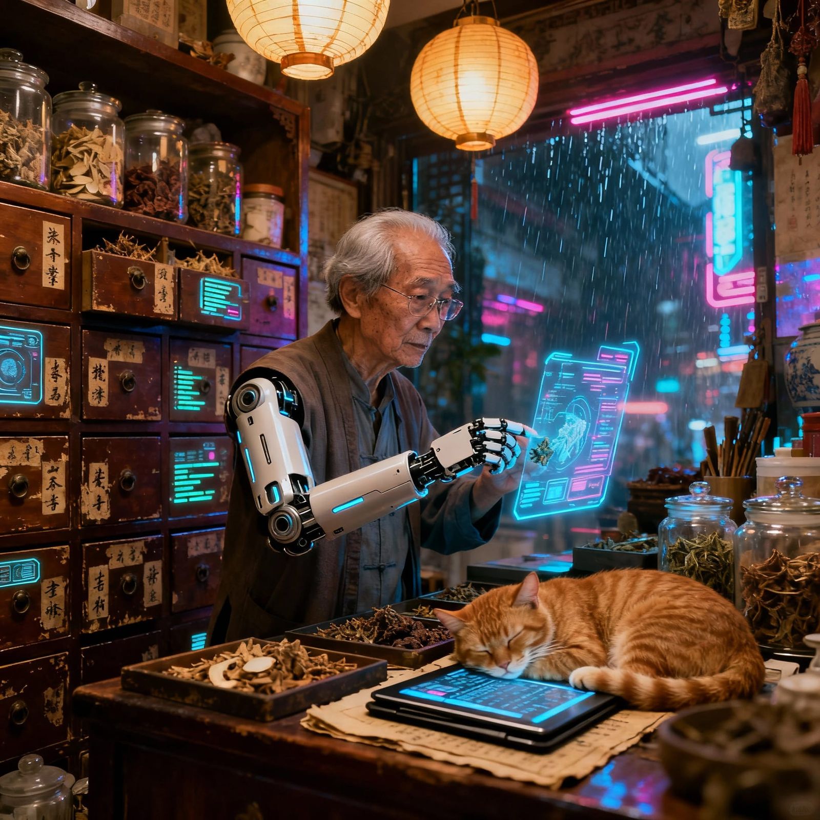 Cyberpunk Apothecary Blends Ancient China With Futuristic Te...