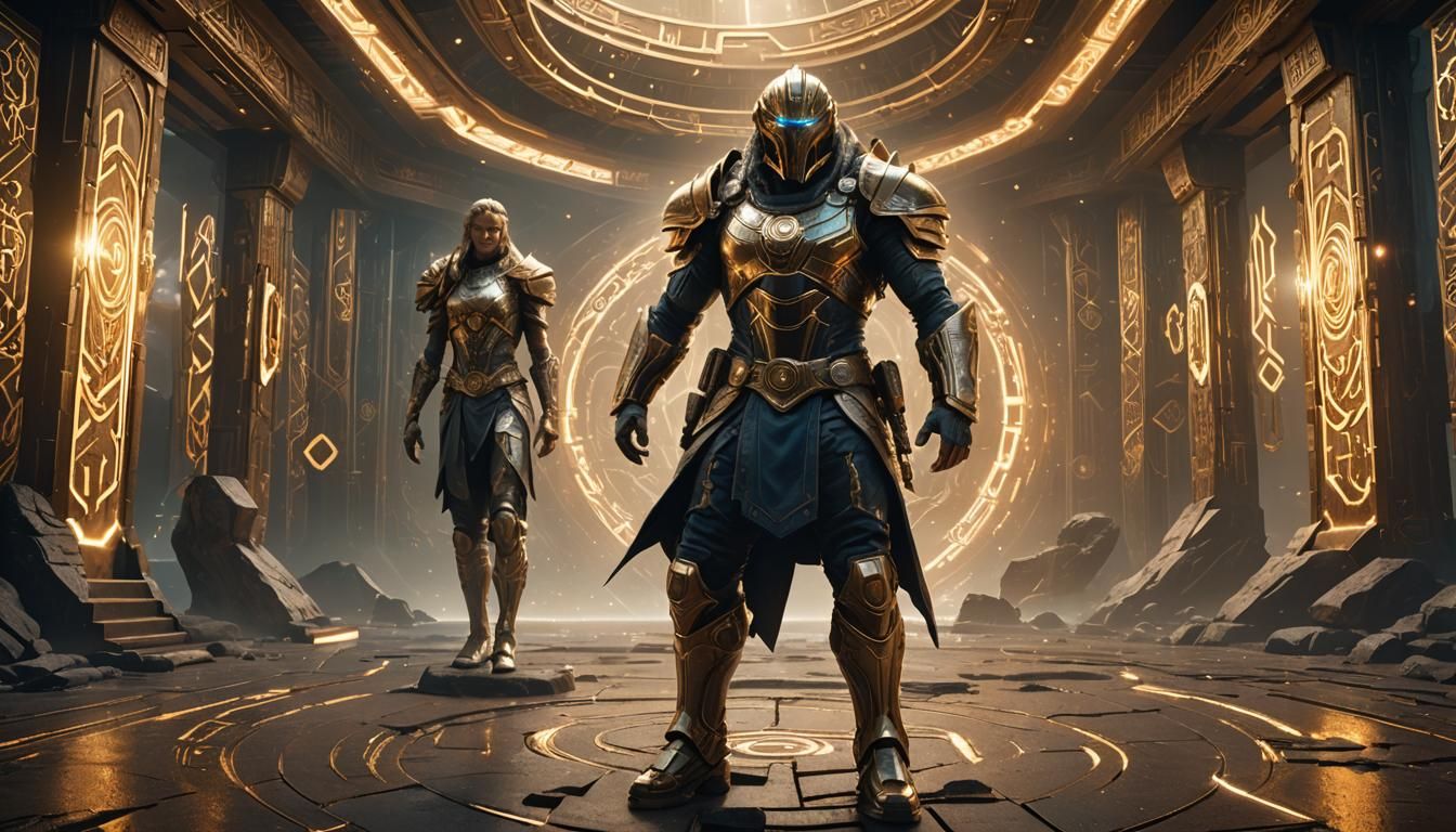 Asgard Warrior in Sci-Fi Realm, 3D Art