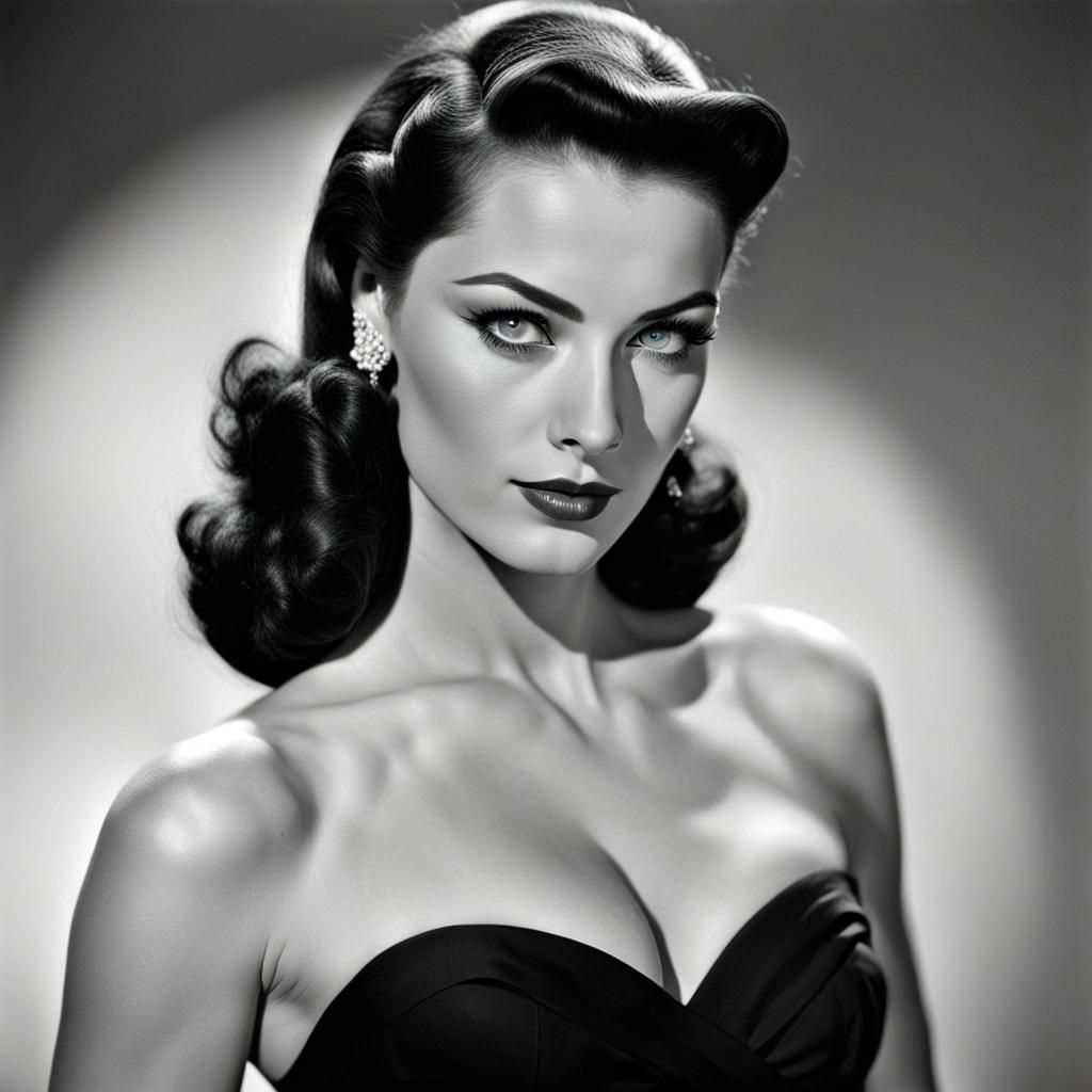 Vintage Portrait of Brunette with Perfect Eyes