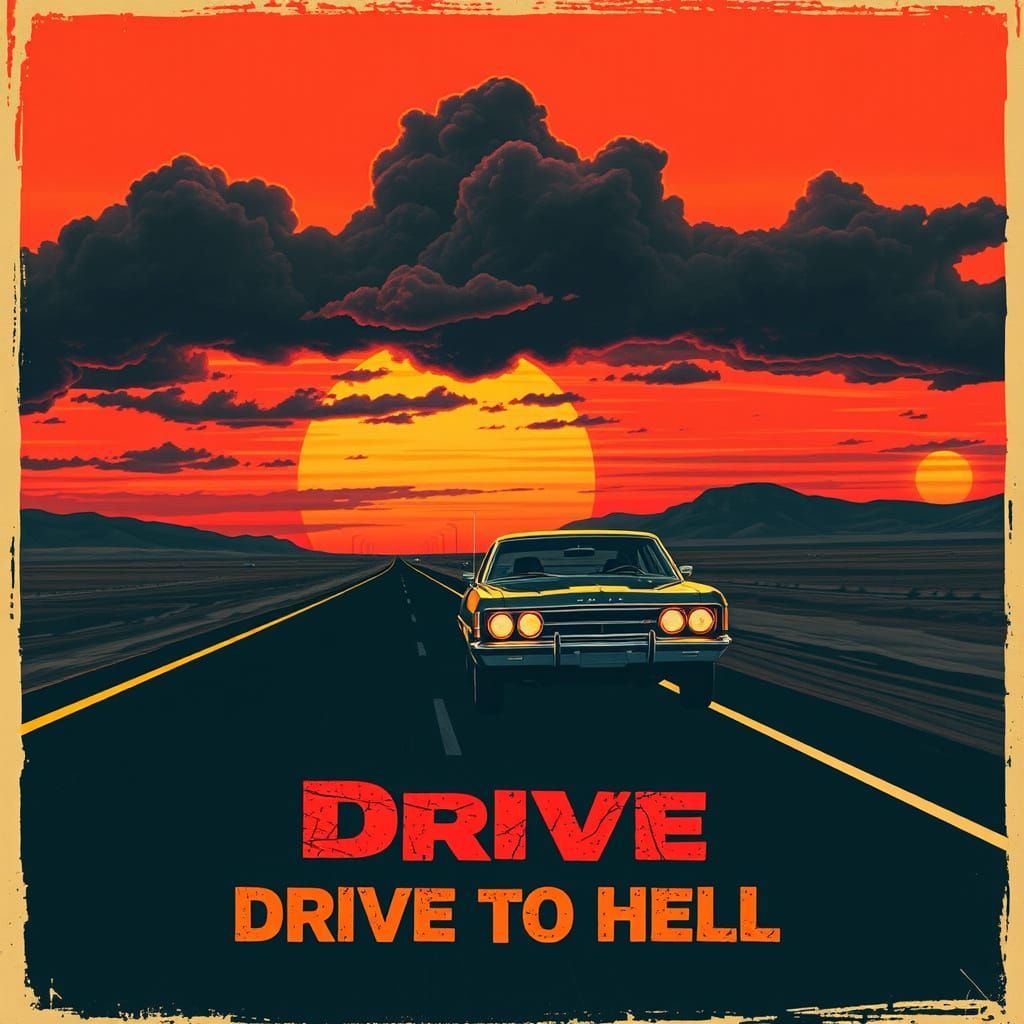 Vintage 1970s Car Chase Movie Poster