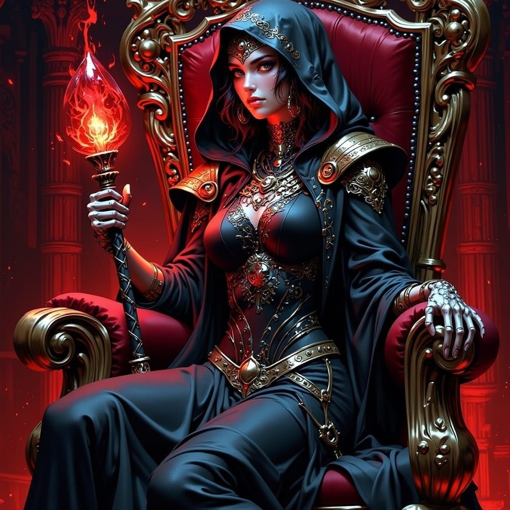 Ethereal Skeleton Queen Reigns Supreme in Darkness