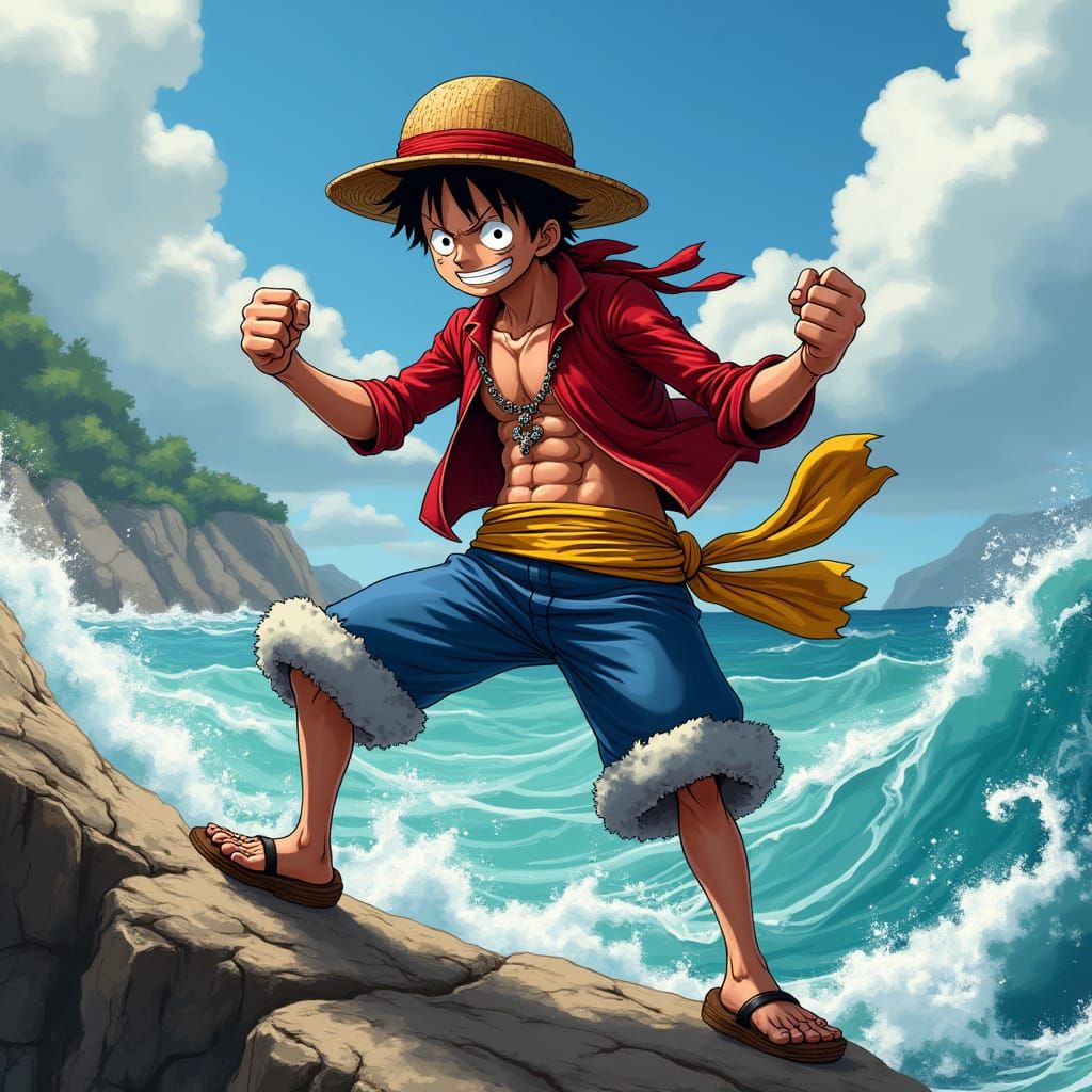 Pirate Hero Stands Tall on Rocky Cliff