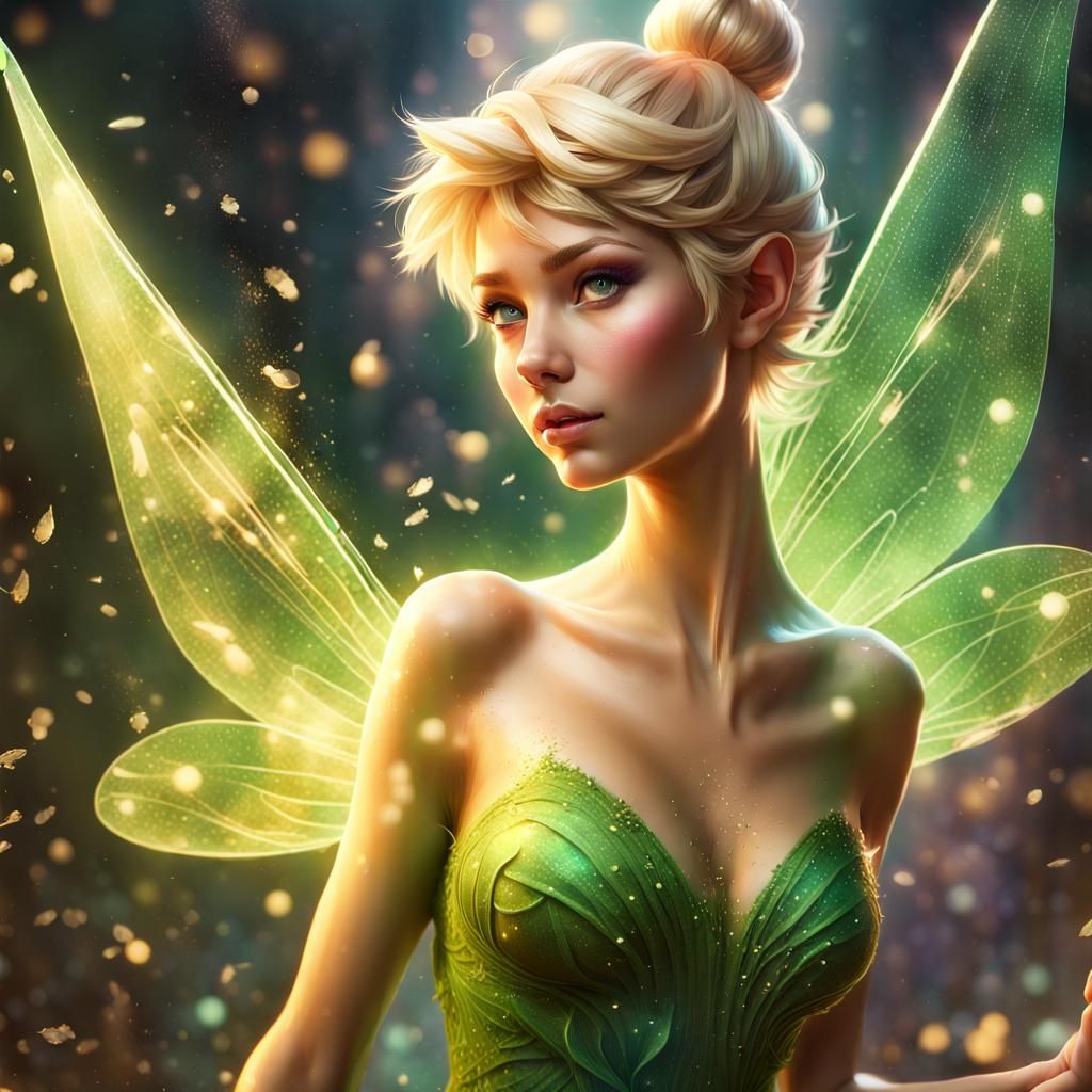 Majestic Tinkerbell Portrait in Art Nouveau Style
