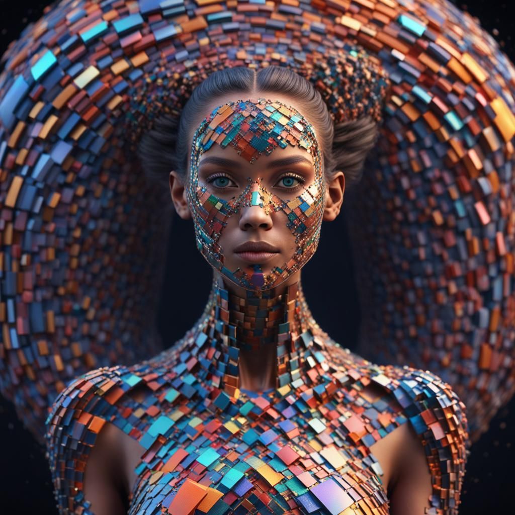 Futuristic Woman Covered in Colorful Growths