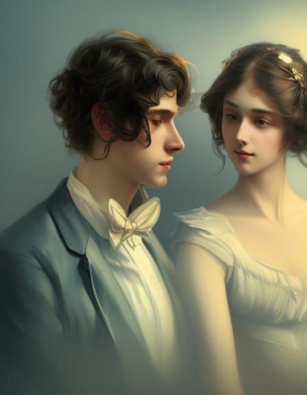Victorian Couple Portrait in Hyperdetailed Digital Art
