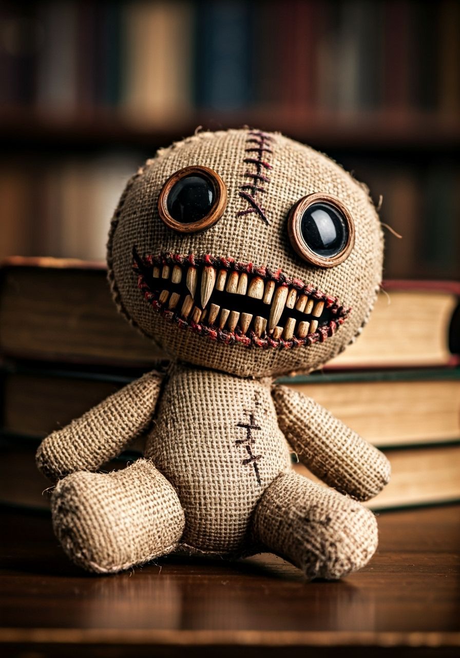 Realistic Voodoo Doll with Victorian Desk Setting