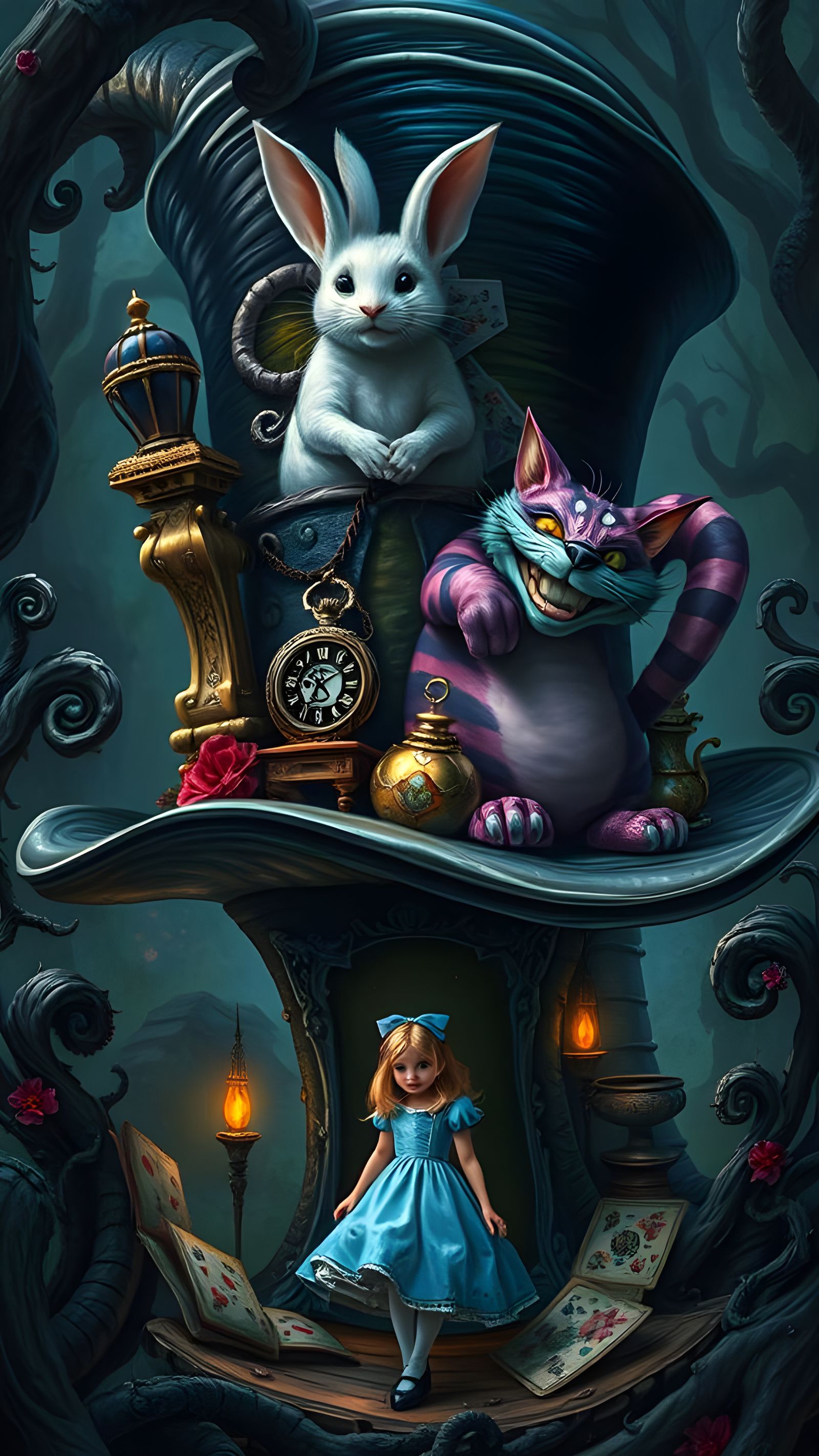 Alice in Wonderland and the Mad Hatter's Hat