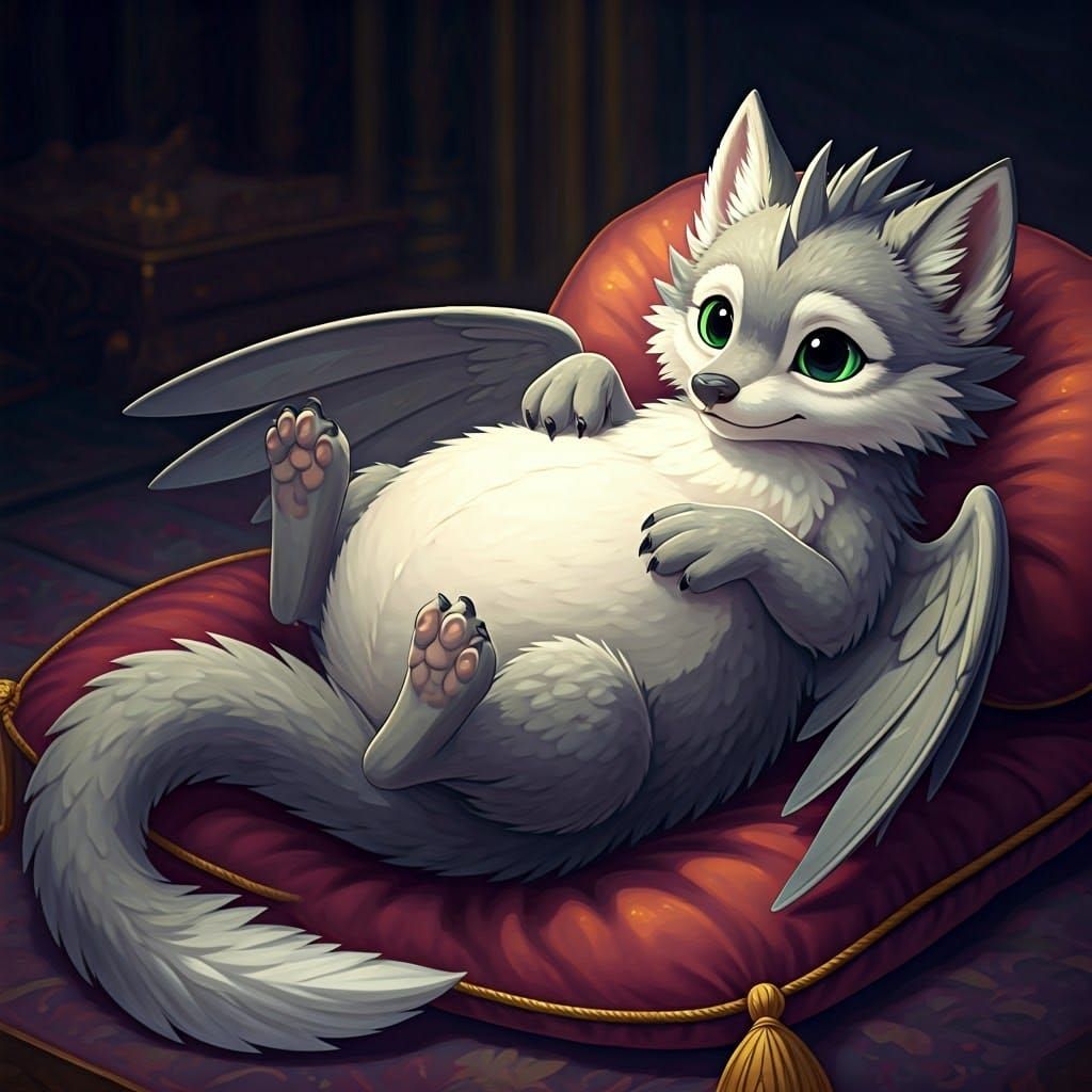 Grey Dragon's Delightful Feast in Whimsical Wonderland