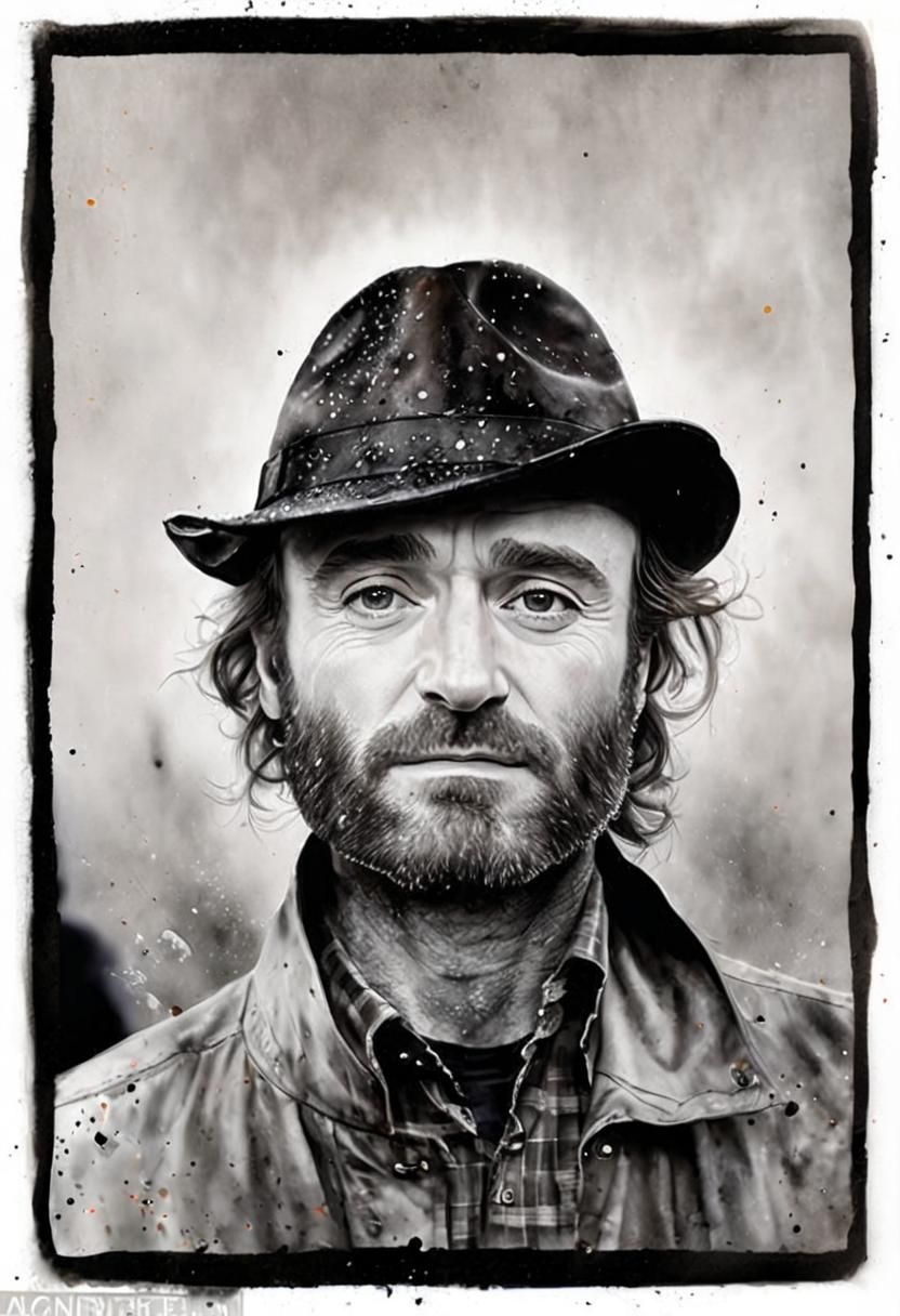 Hyperrealistic Watercolour Portrait of Young Man in Hat