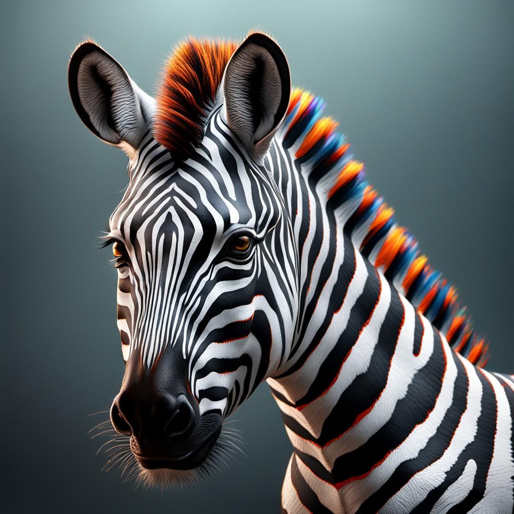 Zebra Portrait with Colorful Paint Splatter Effect