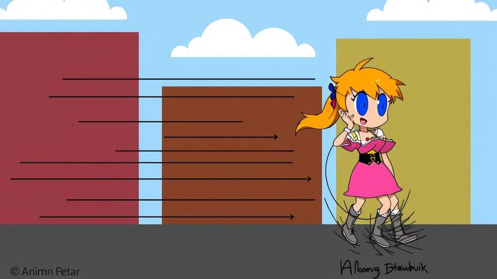 Cartoon Woman Parachuting with Princess Dress