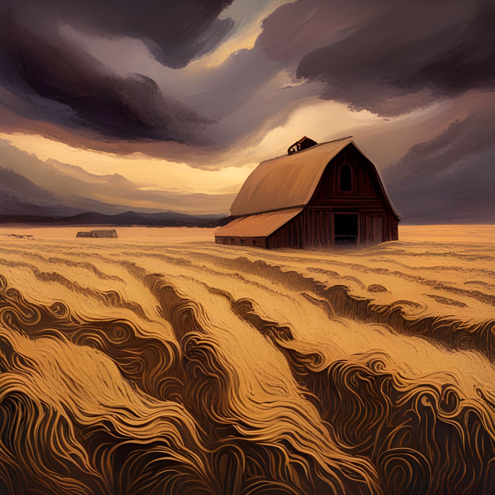 Hay Field Barn in Romanticism Style