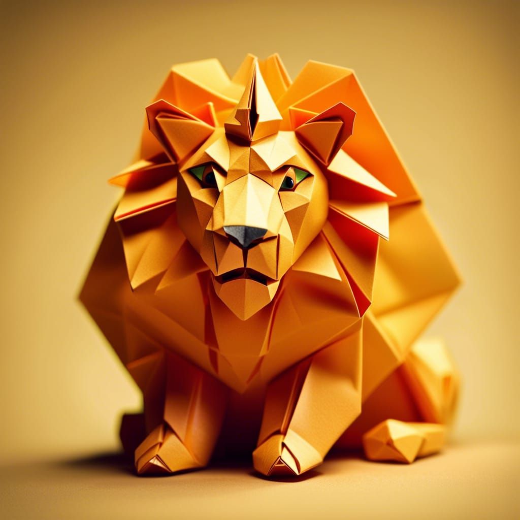 Intricate Origami Lion Papercraft in 8K