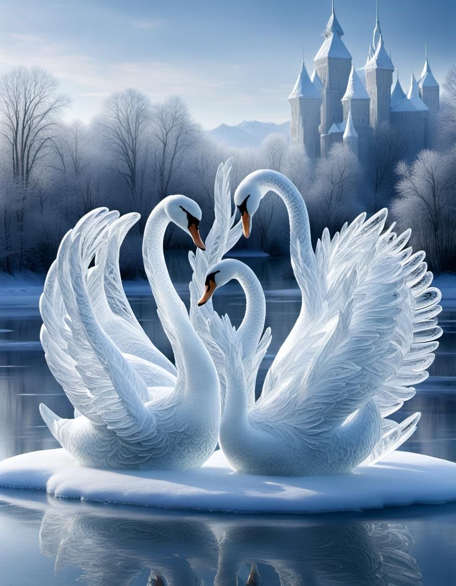 Ice Sculptures - frozen art - castle winters land