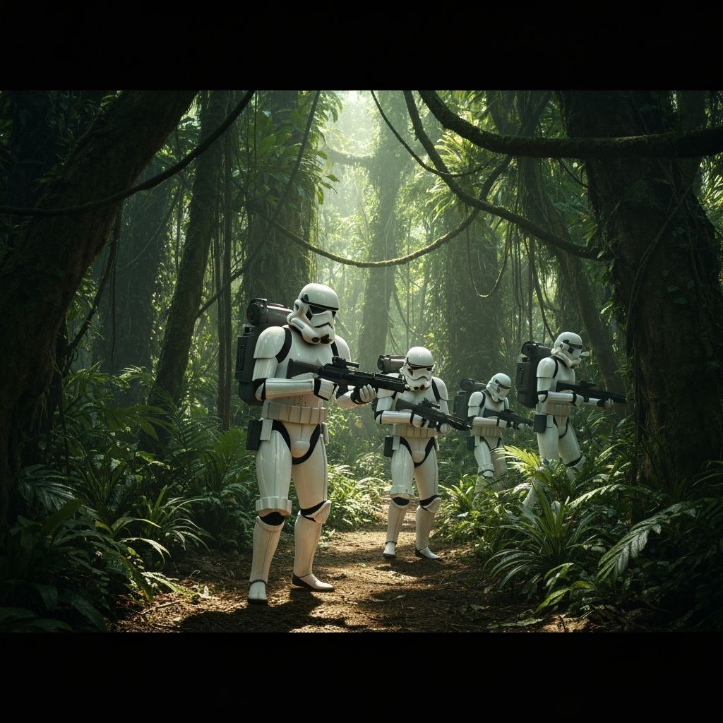 Stormtroopers Clash with T-Rex in Sci-Fi Battle