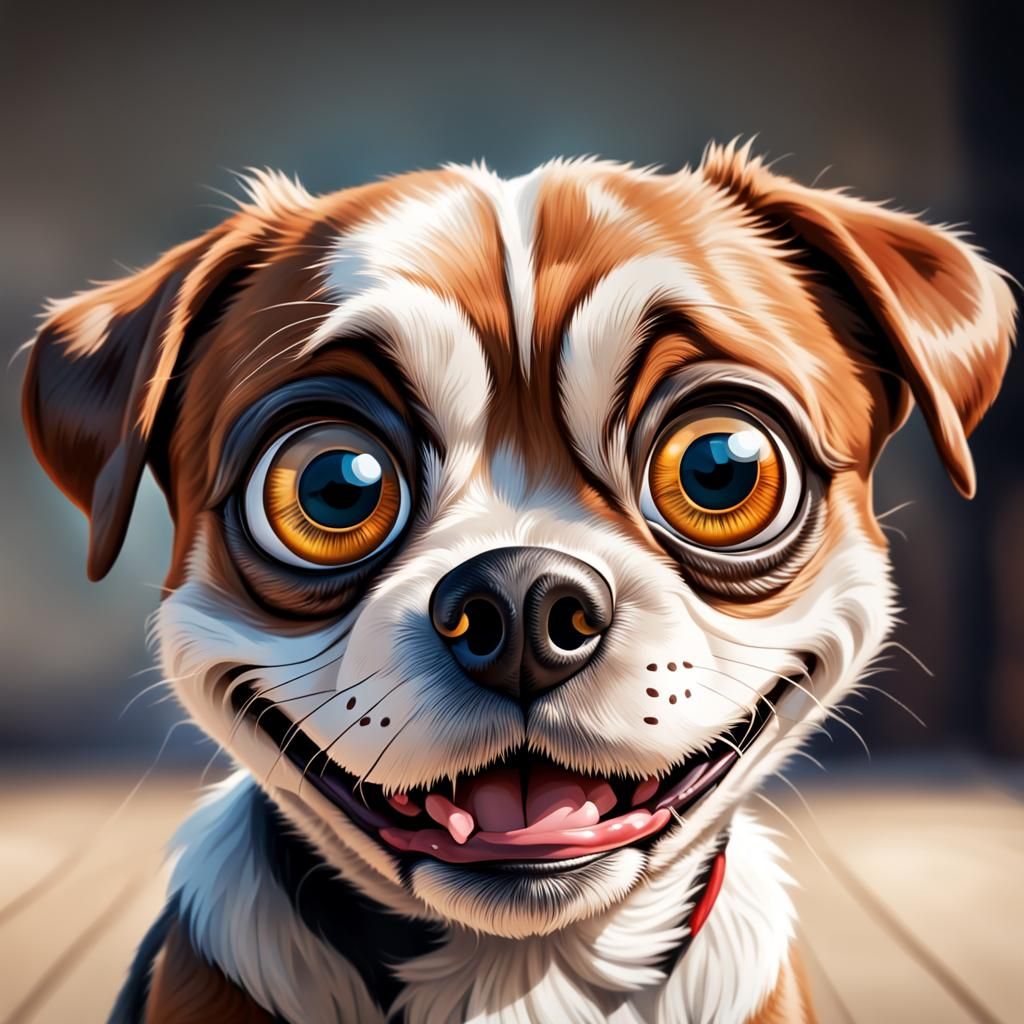 Cartoon Dog with Big Googly Eyes