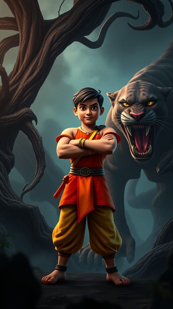 Brave Chhota Bheem Faces Fierce Panther in Vibrant Jungle Re...