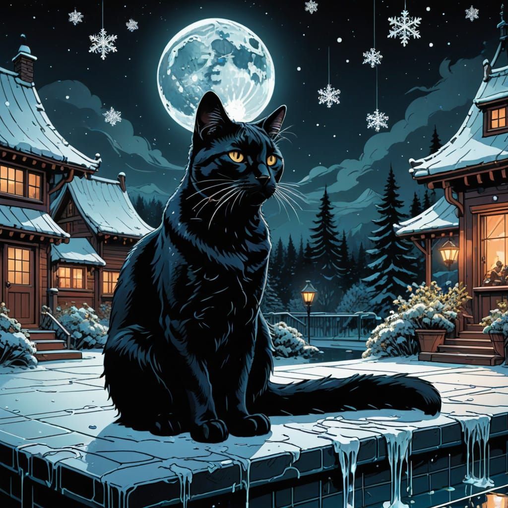 Regal Cat in Snowy Luxury