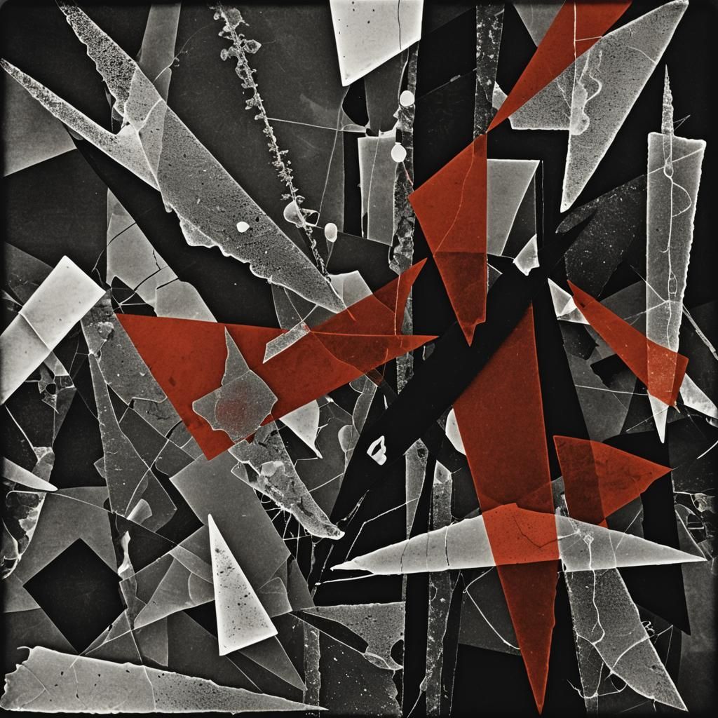 Abstract Black and White Photogram in Rayograph Style