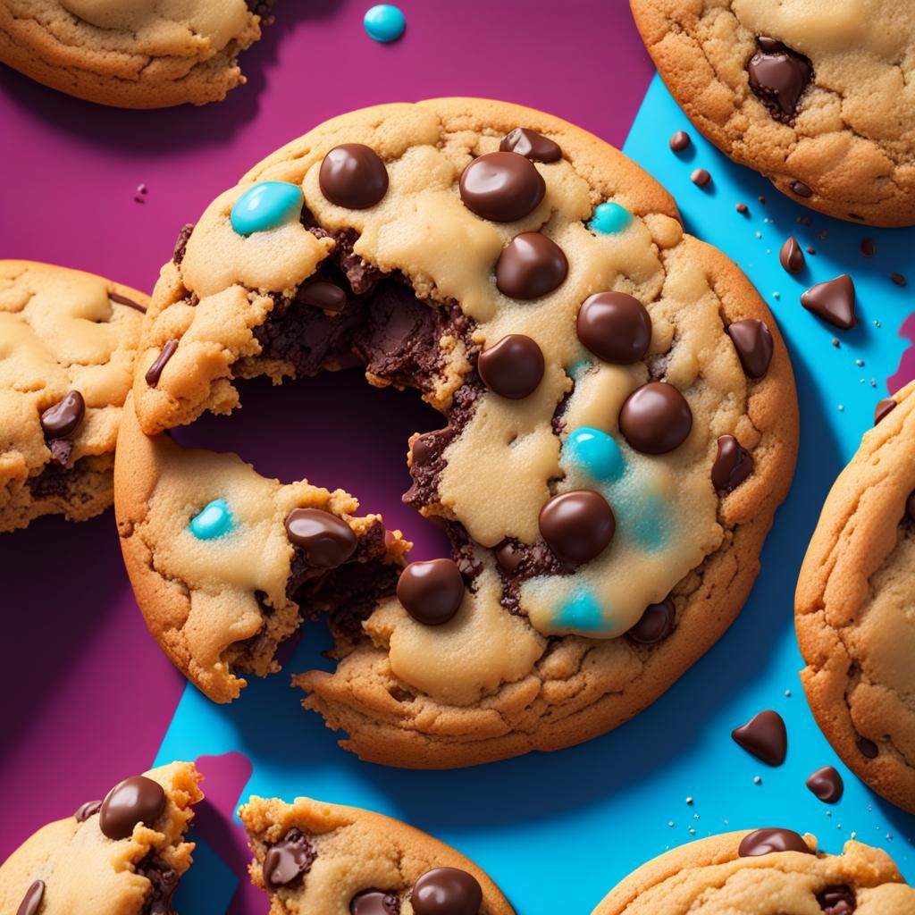 Hyperrealistic Chocolate Chip Cookie in Splash Art Style