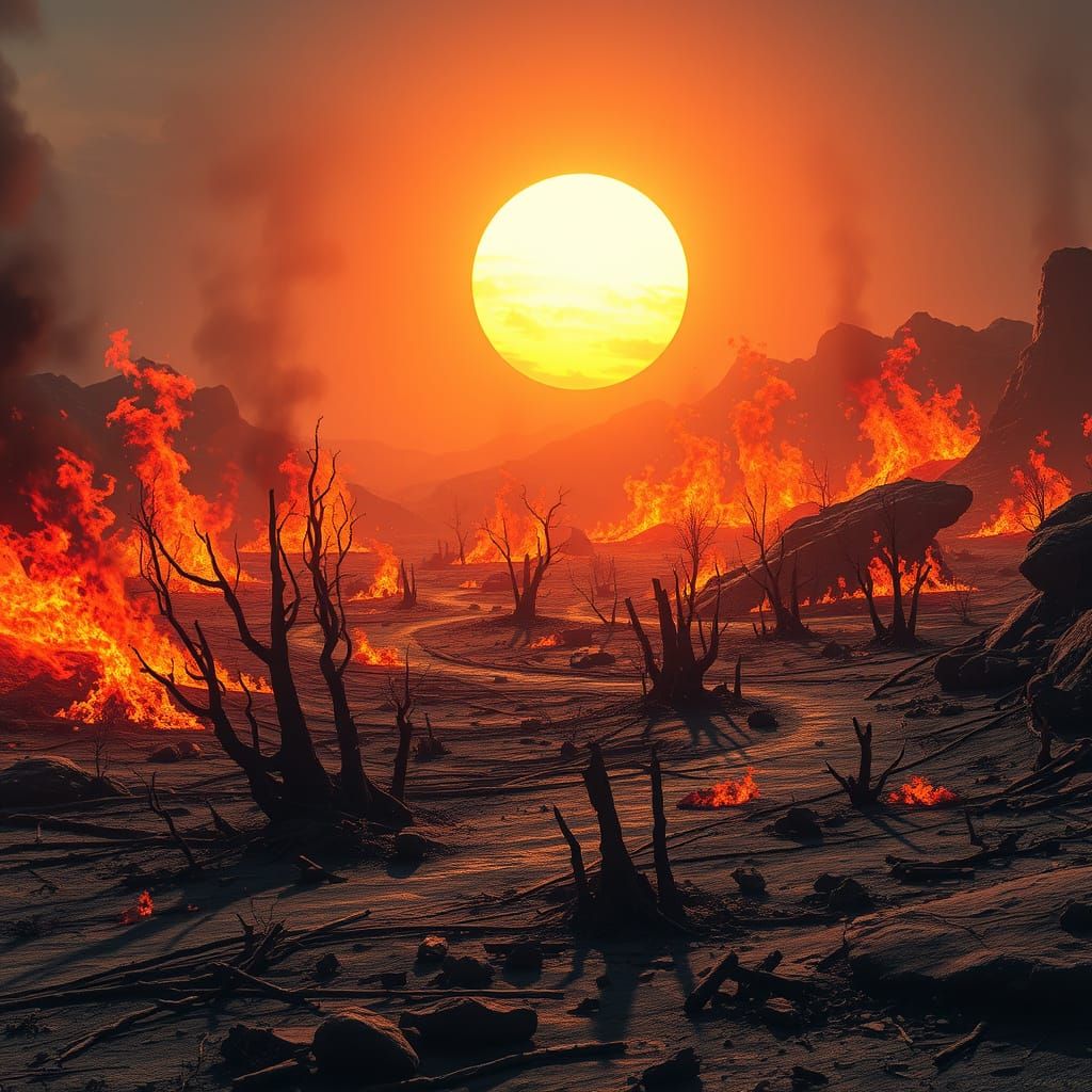 Inferno: A Dystopian Landscape Ablaze