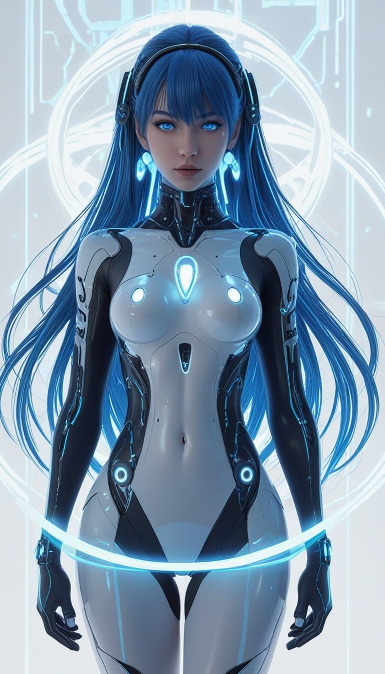 Cyberpunk AI Companion in Manga Style