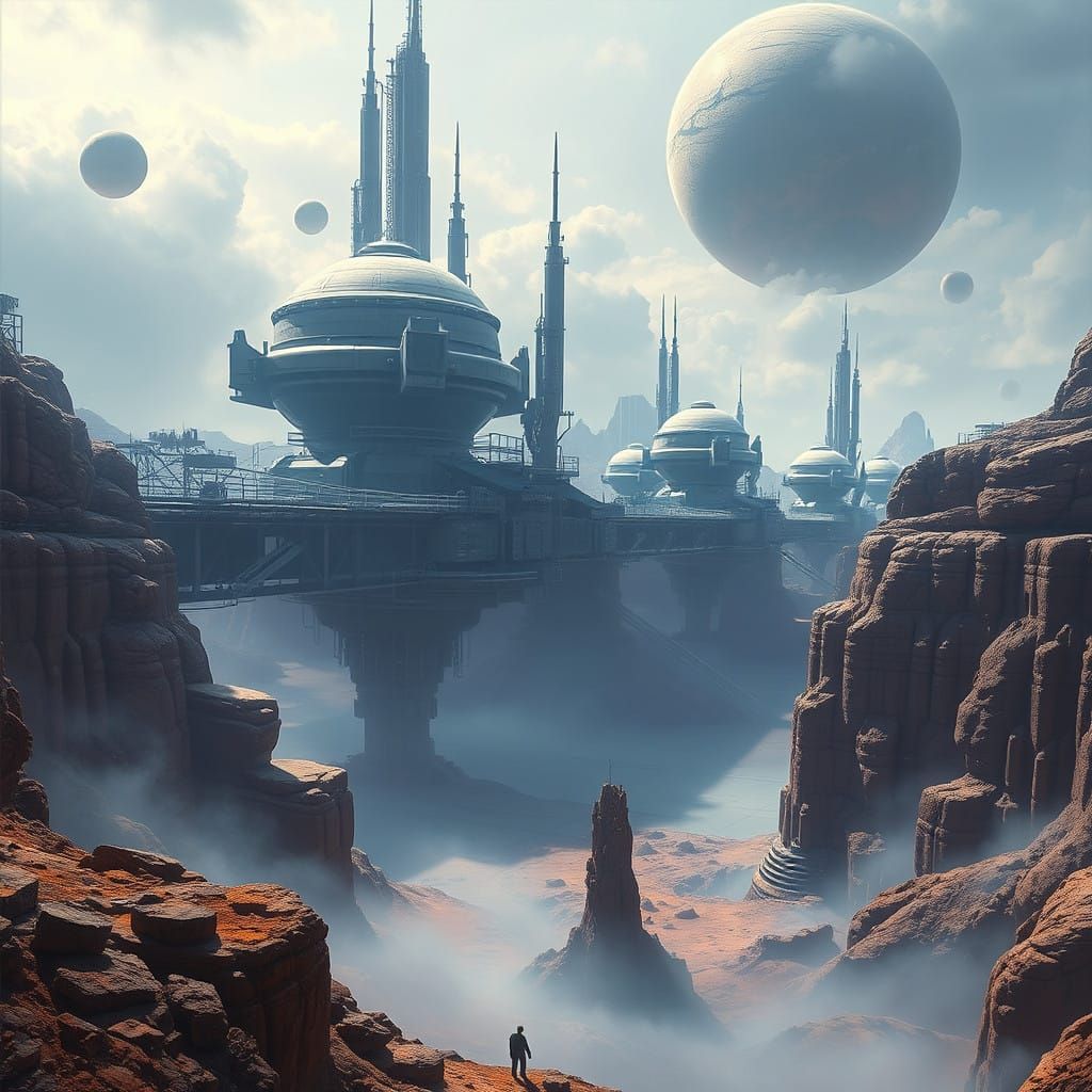 Futuristic Terraforming of a Distant Planet in Cyberpunk Aes...