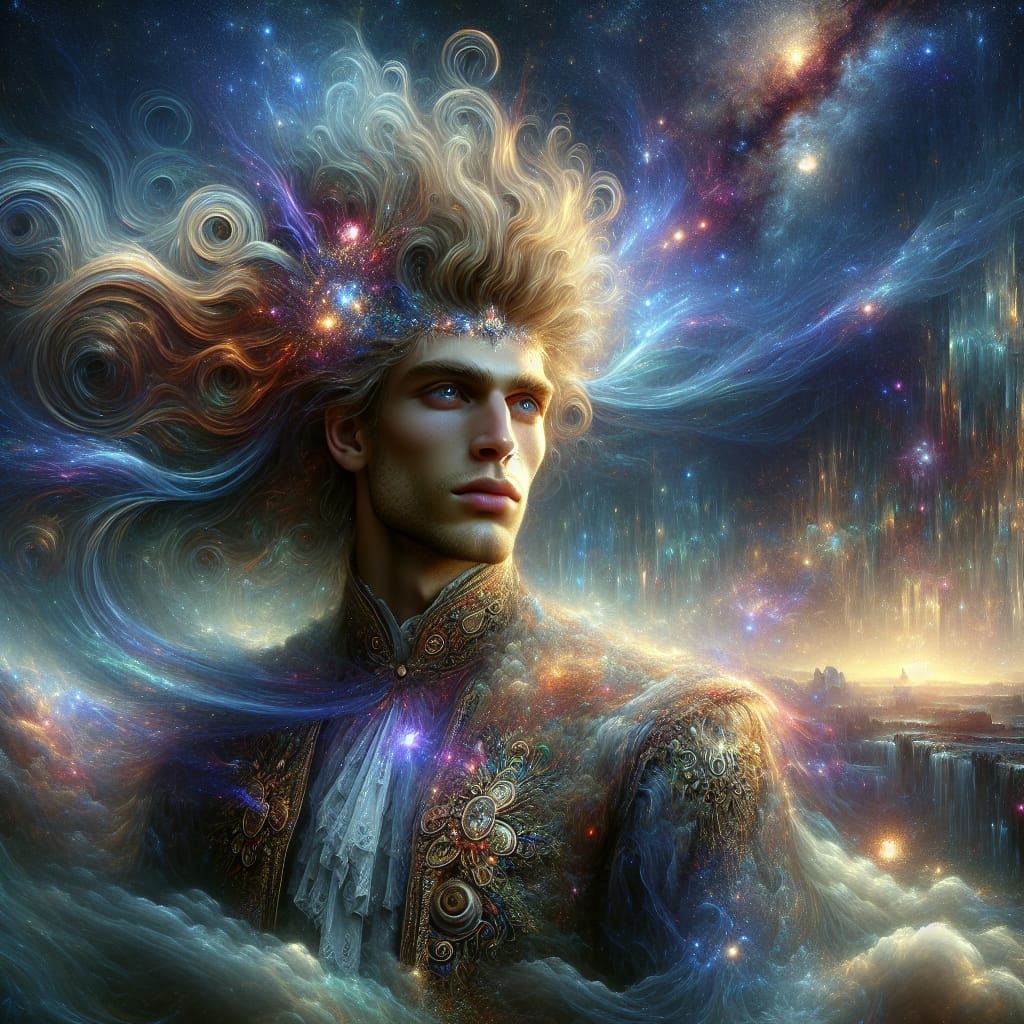 Gilded Prince in Holographic Aesthetic