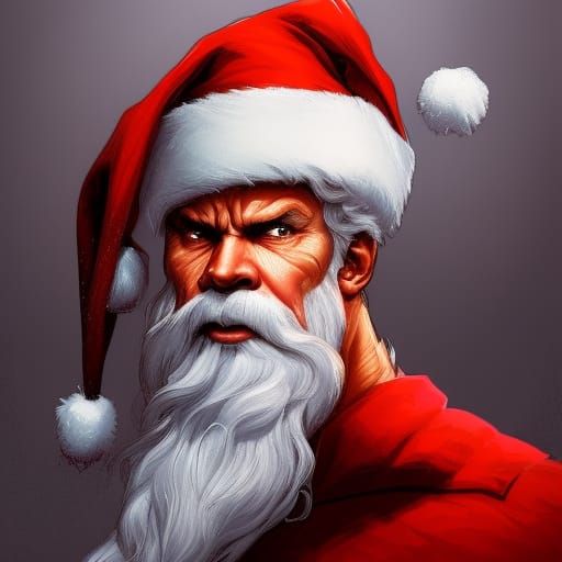 Evil Santa Portrait in Hyperdetailed Digital Art
