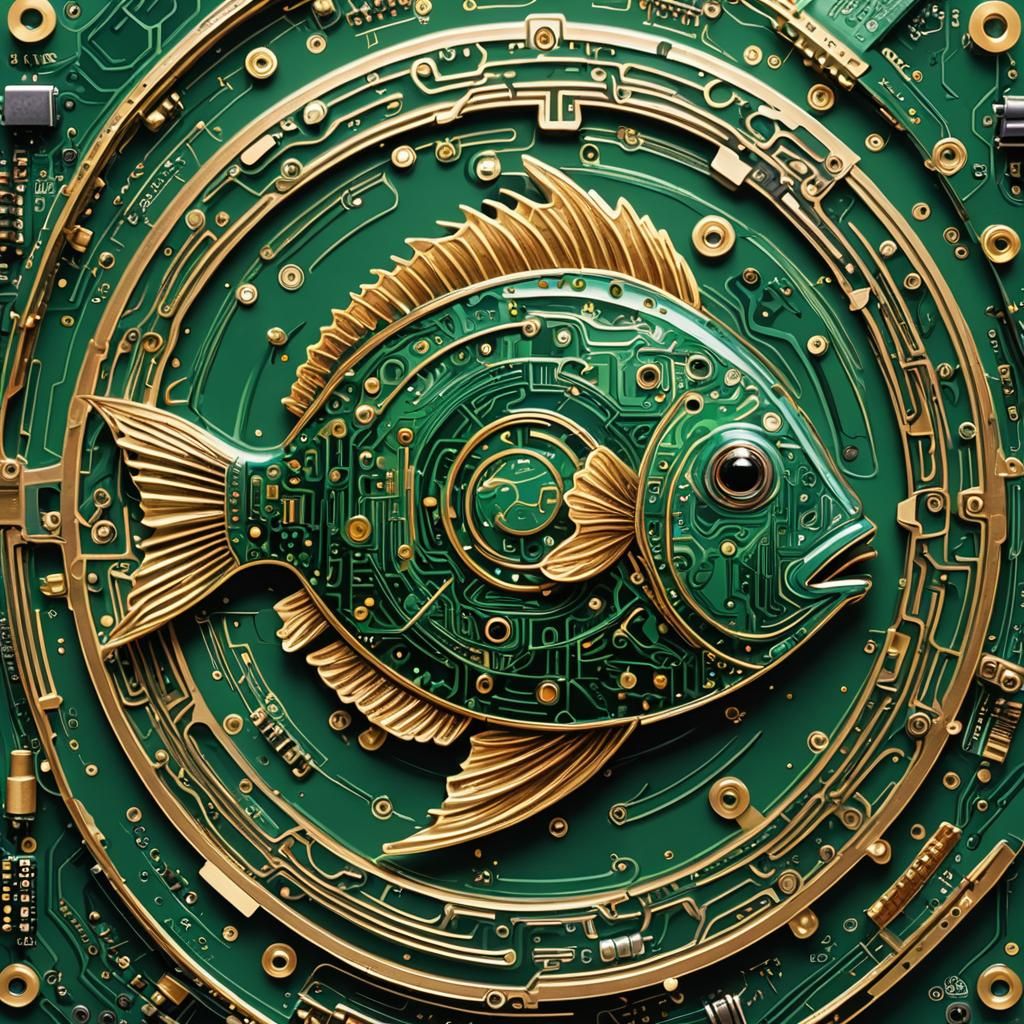 Circuit Board Astrological Sign Logo in Ink